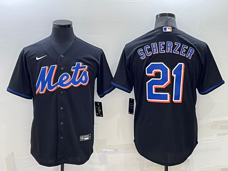 Men's New York Mets Max Scherzer #21 Black Baseball Jersey